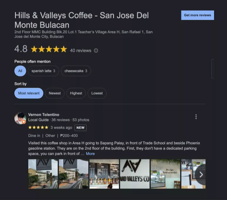 claim google business coffee shop